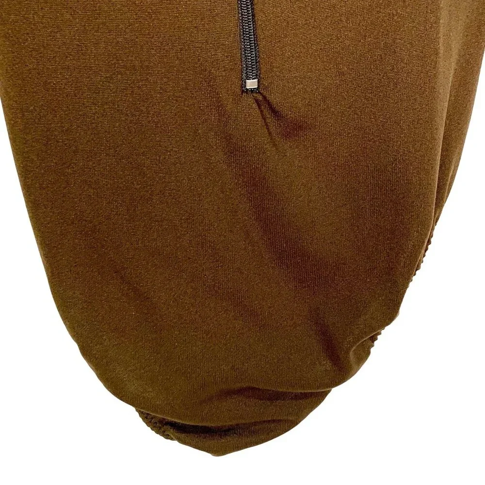 Child’s Brown Mock Turtleneck Long Sleeve Bodysuit Leotard Zip Back Cheer M 7-10